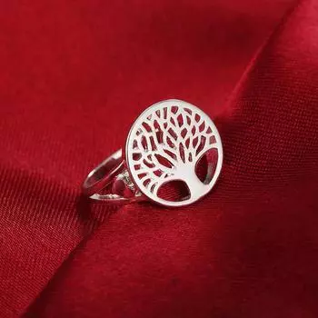 Круглое кольцо из стерлингового серебра 925 пробы с деревом, модные свадебные украшения 7#