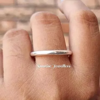 Круглое кольцо, кольцо из стерлингового серебра 925 пробы, толстое круглое кольцо, серебряное составное кольцо, кольцо ручной работы, полное круглое кольцо 3 мм, обручальное кольцо Us 2 серебряный