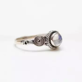 Круглое кольцо с лунным камнем, кольцо из твердого серебра 925 пробы, богемное кольцо, эффектное кольцо, подарок для нее 5