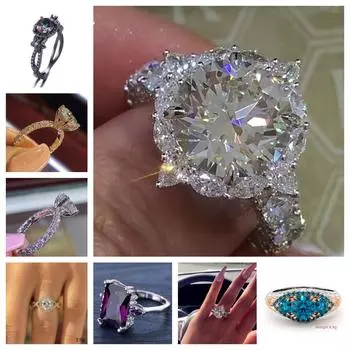 Круглое кольцо Weiya с инкрустацией цирконием — классические ювелирные изделия в европейском и американском стиле Size 9