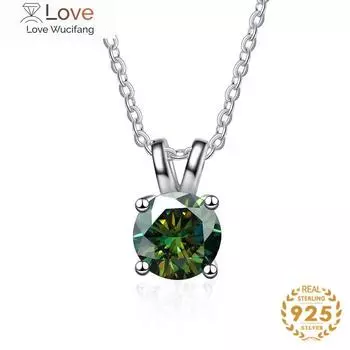 Круглое колье с бриллиантами D-COLOR 1 карат из муассанита, женское свадебное украшение из серебра 925 пробы, простая подвеска, цепочка на ключицу 925 Silver