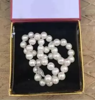 Круглое КОЛЛЕКЦИОННОЕ ожерелье из натурального южного пресноводного жемчуга высочайшего качества 18 дюймов 9-10 мм