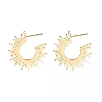 Круглое лицо, Тонкие, Простые серьги из нержавеющей стали, Модный темперамент, Серьги из титановой стали в виде подсолнуха, Женские