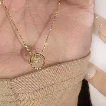 Круглое маленькое ожерелье на талию, женское, легкое, роскошное, нишевое, дизайн, кольцо из нержавеющей стали с бриллиантами и подвеской