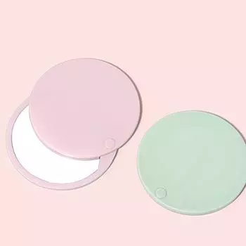 Круглое маленькое вращающееся ручное косметическое зеркало Зеркало для макияжа Дорожные аксессуары светло-зеленый