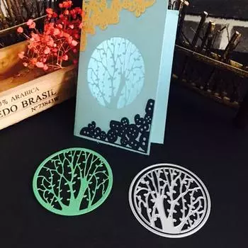 Круглое окно Маленькое дерево Углеродистая сталь Гравированный тисненый Углеродистая сталь Вырубной нож для резки Вырубной нож серебряный