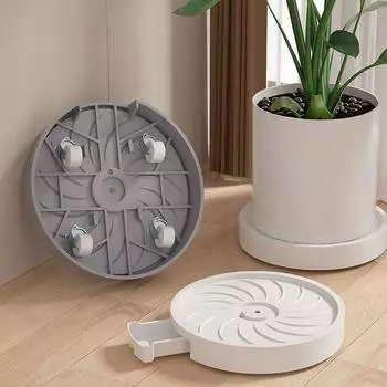 Круглое основание для растений на роликах с высокой несущей способностью, тележка для цветочных горшков, прочный держатель для горшков для растений на открытом воздухе Black 25cm