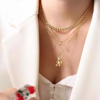 Круглое ожерелье из бисера Niche Design с цепочкой на ключицу из циркония, покрытая 18-каратным золотом, кулон из титановой стали для подруг девушек P043-4