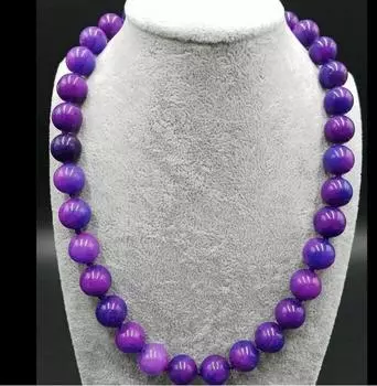 Круглое ожерелье из бисера с фиолетовым херувитом диаметром 10 мм 18