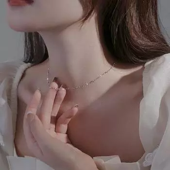 Круглое ожерелье из бусин Женственность Нишевый дизайн Простая цепочка Аксессуары Простой короткий чокер Геометрический узор Нержавеющая сталь Прочная цепь