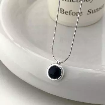 Круглое ожерелье из черного агата с тигровым глазом, матовая геометрическая подвеска, серая агатовая цепочка на ключицу