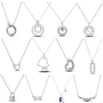 Круглое ожерелье из стерлингового серебра 925 пробы для женщин, подвеска в виде сердца с цепочкой, ожерелья с цирконием класса ААА, подарок на годовщину SEN005