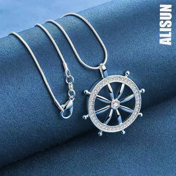 Круглое ожерелье из стерлингового серебра 925 пробы, модные свадебные украшения O-45CM