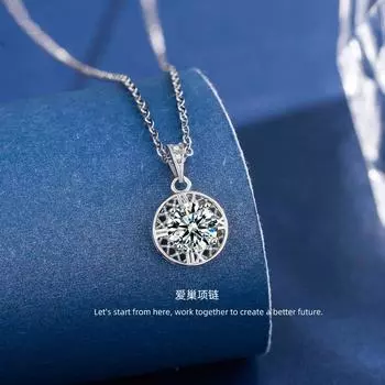 Круглое ожерелье из стерлингового серебра с круглыми бриллиантами, простая цепочка для ключицы, серебряные украшения 925 пробы 925