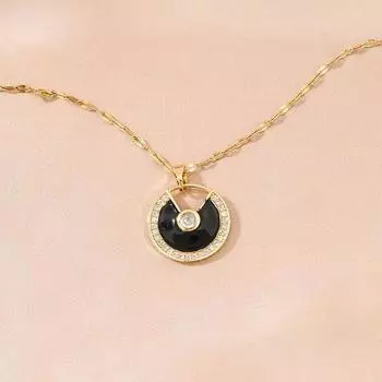 Круглое ожерелье из титановой стали Женское Высококлассное Ретро Классическое Модное Темпераментное Инкрустированное Геометрическое Подвеска Аксессуары