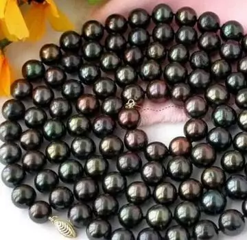 КРУГЛОЕ ОЖЕРЕЛЬЕ С ЧЕРНЫМ КУЛЬТИВНЫМ ЖЕМЧУГОМ 32 ДЮЙМА, 10 ММ