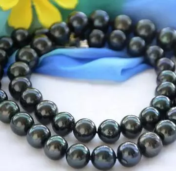 КРУГЛОЕ ОЖЕРЕЛЬЕ С КРУГЛЫМ Таитянским черным пресноводным культивированным жемчугом 10 мм 24 дюйма