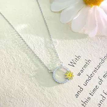 Круглое ожерелье с маргаритками, стиль «Маленький и свежий лес», стиль «Сладкая деревня», стиль «Сказка», ожерелье на ключицу, аксессуар на шею