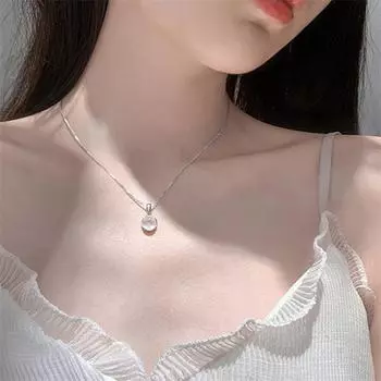 Круглое ожерелье с подвеской из белого халцедона в китайском стиле, винтажная цепочка для ключицы из сплава для женщин, ювелирные изделия, подарок на вечеринку