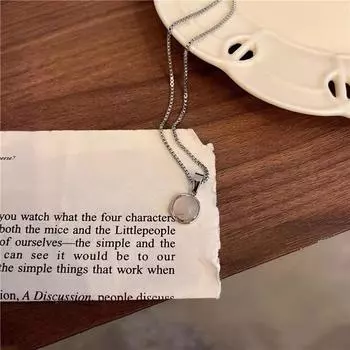 Круглое ожерелье с подвеской из белого халцедона в китайском стиле, винтажная цепочка для ключицы из сплава для женщин, ювелирные изделия, подарок на вечеринку