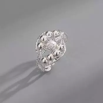 Круглое переплетенное кольцо из бусин, кольцо для указательного пальца с изображением живого дренажа и товаров благосостояния, вращающееся матовое кольцо из бусин с перекрестными границами Copper (silver opening adjustable)