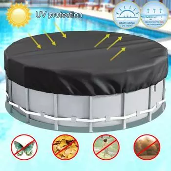 Круглое покрытие для бассейна, солнечные покрытия для надземных бассейнов, уменьшающие испарение, покрытия для бассейнов из ткани Оксфорд, летнее защитное покрытие для бассейна 6ft чёрный