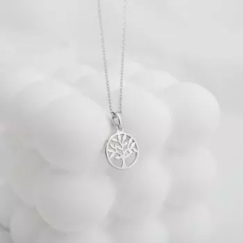 Круглое полое женское ожерелье в виде дерева жизни, простая геометрическая цепочка на ключицу в виде большого дерева в виде леса