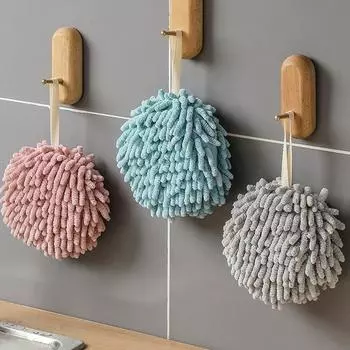 Круглое полотенце для рук, шарик, быстросохнущее полотенце из микрофибры, кухонная лента, бесплатная чистая ванна для протирания рук, мягкое полотенце для рук, пушистое белый