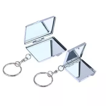 Круглое сердце, овальная квадратная форма, двухстороннее косметическое зеркало, металлический складной брелок для макияжа, мини-зеркало