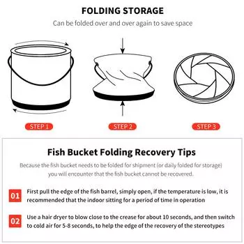 Круглое складное рыболовное ведро с ремешком рыболовное снаряжение для рыбалки чёрный