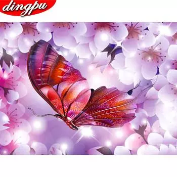 Круглая дрель 5D DIY Алмазная картина Бабочка 3D Алмазная вышивка Животное 20X30CM