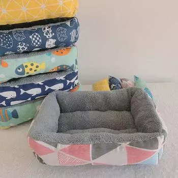 Круглое теплое гнездо для кошек с подушкой, утолщенный коврик для сна для домашних животных, теплая зимняя кровать для кошек, осень S-blue whale