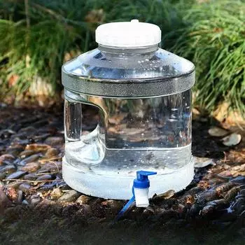 Круглое ведро с широким горлом и краном объемом 7,5 л, из пищевого поликарбоната, для чистой воды, для использования на открытом воздухе, для бытового использования, для питьевой воды, для минеральной воды