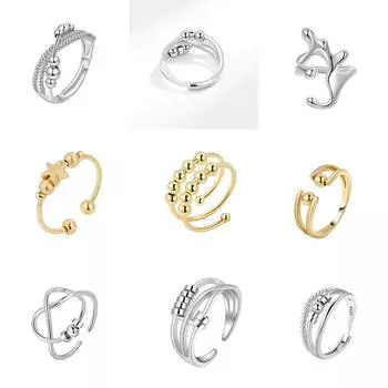 Круглое вращающееся роскошное женское кольцо с бусинами, витой металлический спиннер, расслабляющее, вращающееся, антистрессовое кольцо, модное, персонализированное кольцо на палец