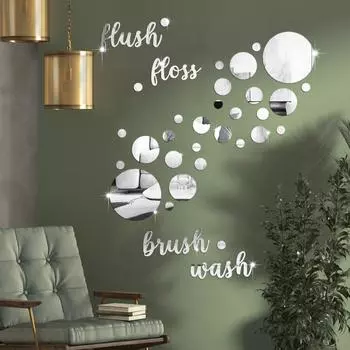 Круглое зеркало акриловая самоклеящаяся наклейка на стену в скандинавском стиле креативный мультяшный фон украшение стены JM3316-Silver