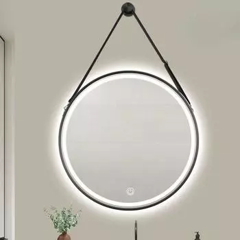 Круглое зеркало для макияжа в ванной комнате с подсветкой Портативные сенсорные светодиодные зеркала для ванной комнаты Настенные украшения для дома 40cm бронзовый