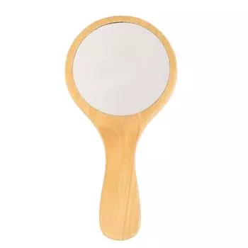 Круглое зеркало из натурального дерева ручной работы для макияжа