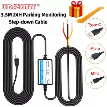 Круглосуточный мониторинг парковки автомобильный видеорегистратор запись комплект проводов мини/микро/порт типа c 12 В-24 В до 5 В/2,5 А 3,5 м понижающий кабель автомобильные аксессуары