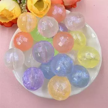 Круглые акриловые бусины, изысканные сверкающие украшения, аксессуары для самостоятельного изготовления украшений, 20 шт., для изготовления сережек и браслетов, 15,7 мм, флуоресцентные бусины оранжевый