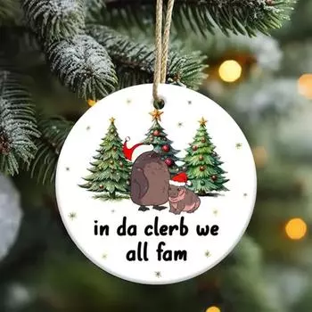 Круглые акриловые рождественские украшения Yousheng, украшение в виде бегемота, подвесное украшение на рождественскую елку для домашнего декора E