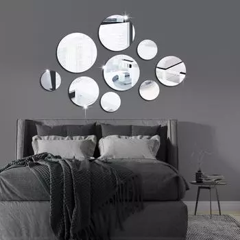 Круглые акриловые зеркальные наклейки на стену 3D для украшения гостиной и спальни красный