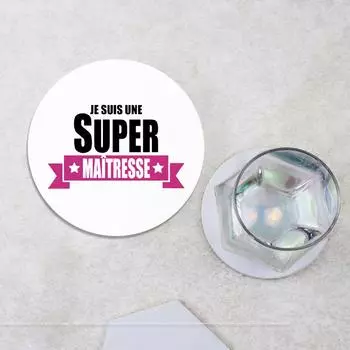 Круглые эмалированные подставки «Я супер хозяйка» Подарок на окончание учебного года Подставки для кофе и чая Сюрприз для учителя Идеальный подарок для школы 10x10cm