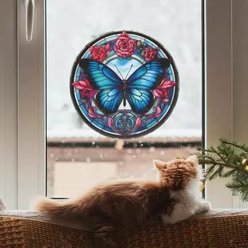 Круглые бабочки цветы стеклянные двери и окна ландшафтный дизайн дома наклейки на окна электростатические УФ 28*28CM/fun-f77