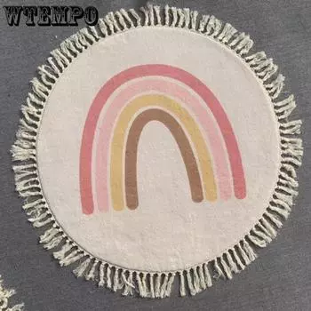 Круглые белые мягкие ковры для спальни, милый ковер для комнаты с кисточками, пятнистый коврик для гостиной, дивана, гардероба diameter 60cm