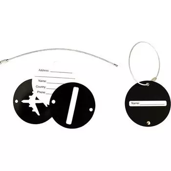 Круглые бирки для багажа из алюминиевого сплава для самолета, дорожные аксессуары для женщин или мужчин, бирка с именем для удостоверения личности для чемодана и багажа 6*6cm чёрный