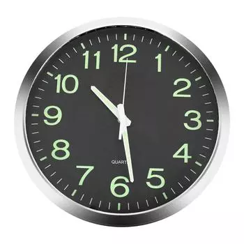 Круглые большие светящиеся настенные часы светятся в темноте не тикают для внутреннего декора серебристые