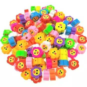 Круглые бусины Браслет «сделай сам» Цветок Звезда Мягкая керамика Для изготовления ювелирных изделий Глиняные бусины-разделители 10 шт. Свободные бусины ручной работы Ювелирные аксессуары Красочные бусины 7