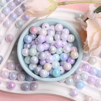 Круглые бусины цвета AB двухцветные 8/10 мм 200 шт. серьги для самостоятельной сборки браслет ожерелье аксессуары ручной работы ювелирные изделия бисерный материал модные аксессуары 8mm разноцветный