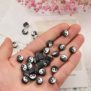 Круглые бусины для рукоделия Сплетни Инь Ян глаза свободные бусины DIY Изготовление ювелирных изделий Тай Чи бусины