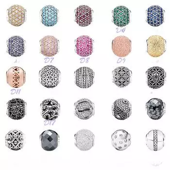 Круглые бусины Guanghe Panjia из стерлингового серебра S925 с бриллиантами для ювелирных аксессуаров Dora, серия E.